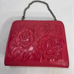 Patricia Nash Evangeline  crossbody bag with embossed rose pattern Valentine Red